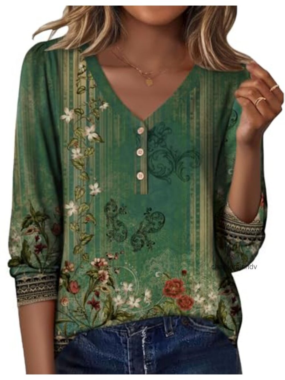 Women's Long Sleeve V Neck Tunic Blouse Dressy Casual Button Down Top Work